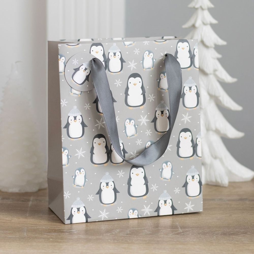 Something Different - 23cm Medium Winter Penguin Geschenktasche - Mehrfarben